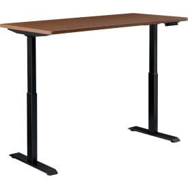 Interion® Electric Height Adjustable Desk 60""W x 30""D Walnut W/ Black Base