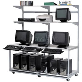Global Industrial™ 72"" Computer LAN Workstation 72""W x 30""D x 74""H Gray Unassembled