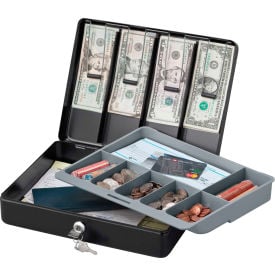 SentrySafe Deluxe Cash Box DCB-1 Key Lock 11-13/16""W x 9-1/4""D x 3-9/16""H Black