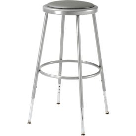 Interion® Steel Shop Stool with Padded Seat - Adjustable Height 25"" - 33"" - Gray - Pack of 2