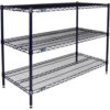 Nexel® 3 Shelf Nexelon® Blue Wire Shelving Unit Starter 72""W x 24""D x 34""H