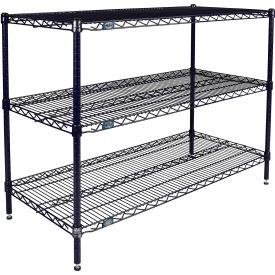 Nexel® 3 Shelf Nexelon® Blue Wire Shelving Unit Starter 72""W x 24""D x 34""H