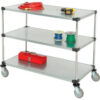 Nexel® 3 Shelf Cart Galvanized 48""W x 24""D x 39""H Polyurethane Casters
