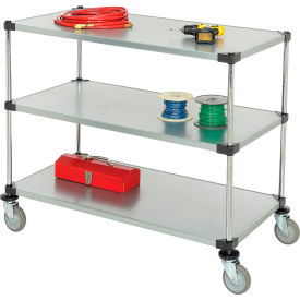 Nexel® 3 Shelf Cart Galvanized 48""W x 24""D x 39""H Polyurethane Casters