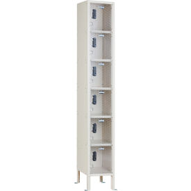 Global Industrial 6-Tier 6 Door Clear View Locker Digital Lock 12""Wx15""Dx78""H Tan Unassembled