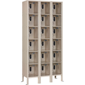 Global Industrial 6-Tier 18 Door Clear View Locker Digital Lock 36""Wx15""Dx78""H Tan Assembled