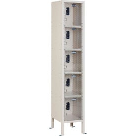 Global Industrial 5-Tier 5 Door Clear View Locker Digital Lock 12""Wx15""Dx66""H Tan Unassembled