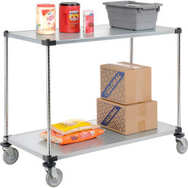 Nexel® 2 Shelf Cart Galvanized 48""W x 24""D x 39""H Polyurethane Casters