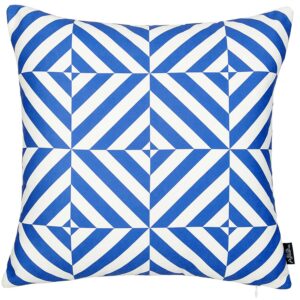 Blue And White Geometric Squares Decorative Throw Pillow Cover