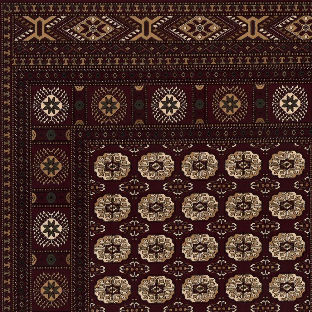 2’ x 8’ Red Eclectic Geometric Pattern Runner Rug