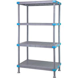 Quantum Millenia™ Shelving Unit 42""W X 21""D X 74""H 3 Open and 1 Solid Grid Shelves