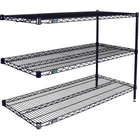 Nexel® 3 Shelf Nexelon® Blue Wire Shelving Unit Add On 72""W x 24""D x 34""H