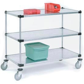 Nexel® 3 Shelf Cart Galvanized 60""W x 18""D x 39""H Polyurethane Casters