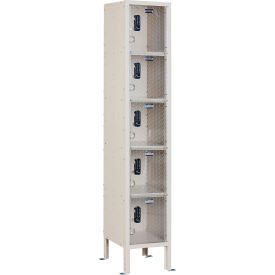 Global Industrial 5-Tier 5 Door Clear View Locker Digital Lock 12""Wx18""Dx66""H Tan Assembled