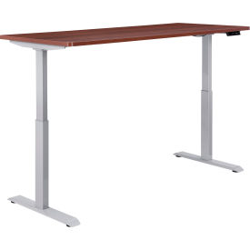 Interion® Electric Height Adjustable Desk 48""W x 30""D Mahogany W/ Gray Base