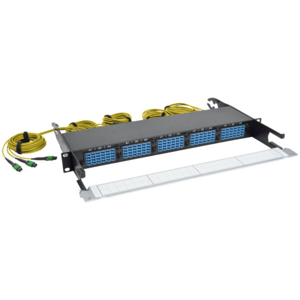 Tripp Lite by Eaton 40/100Gb Fiber Breakout Patch Panel 40Gb to 4 x 10Gb 100Gb to 4 x 25Gb 15 MTP QSFP to 60 LC Duplex 9/125 Singlemode Ports 1U