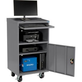 Global Industrial™ Mobile Powered Computer Workstation 560Wh Battery Dark Gray Unassembled