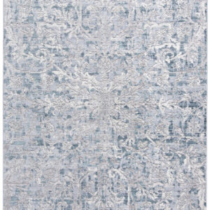 2' X 3' Blue Gray And Silver Abstract Distressed Area Rug With Fringe