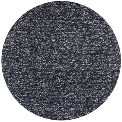 8' Black Heather Round Indoor Shag Rug