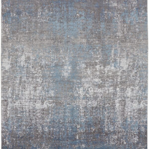 10' X 13' Blue Gray And Silver Abstract Power Loom Distressed Area Rug With Fringe