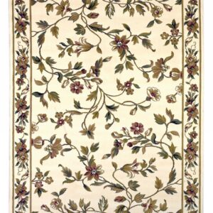 8' Ivory Octagon Floral Area Rug
