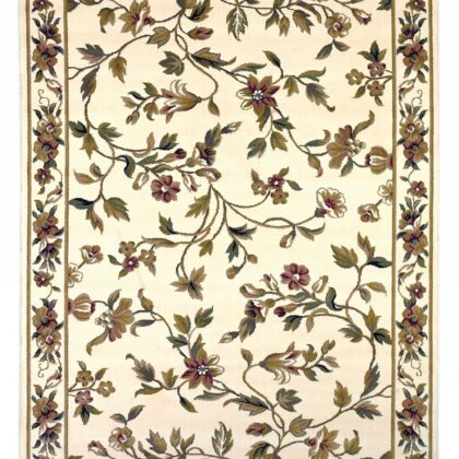 8' Ivory Octagon Floral Area Rug