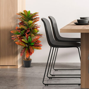 Artificial Croton Plant 40" Tall Fake Croton Palm Tree with Colorful Variegated Leaves and Pot