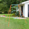 Outdoor Kids Swing Set with Heavy-Duty Metal A-Frame and Ground Stakes-Orange
