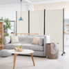 3 Panel Folding Room Divider with Lockable Wheels-White