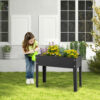 Metal Raised Garden Bed with Legs and Drainage Hole for Vegetable Flower-24 x 11 x 18 inches