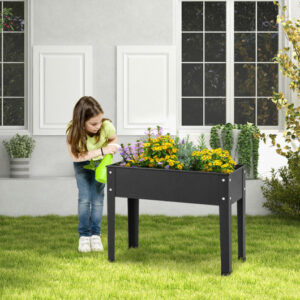 Metal Raised Garden Bed with Legs and Drainage Hole for Vegetable Flower-24 x 11 x 18 inches