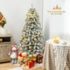 6 Feet Artificial Snow Decorated Flocked Hinged Christmas Tree with Metal Stand