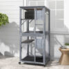 72 Inch TallWooden Cat House with Weatherproof Asphalt Roof-Gray