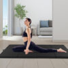 4-Panel PU Leather Folding Exercise Mat with Carrying Handles-Black