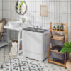 26 LBS Twin Tub Portable Washing Machine with Built-In Drain Pump-Gray