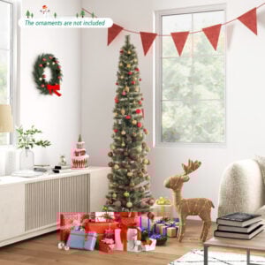 6/7 FeeT Pencil Xmas Tree with Warm White Incandescent Lights-6 ft
