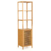 4 Tiers Slim Bamboo Floor Storage Cabinet with Shutter Door and Anti-Toppling Device-Natural