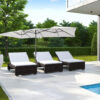 15 Feet Double-Sized Patio Umbrella with Crank Handle and Vented Tops-Beige
