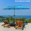 15 Feet Patio Double-Sided Umbrella with Hand-Crank System-Blue