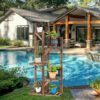 5-Tier Flower Rack Wood Plant Stand 6 Pots Display Shelf