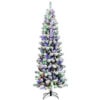 8 Feet Pre-Lit Hinged Snow Flocked Christmas Tree with Remote Control