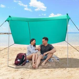 7 x 7 Feet Family Beach Tent Canopy Sunshade with 4 Poles-Green