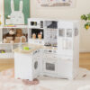 Wooden Kid's Corner Kitchen Playset with Stove for Toddlers-Natural