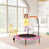 36 Inch Mini Trampoline with Colorful LED Lights and Bluetooth Speaker-Pink