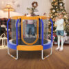 Mini Trampoline with Enclosure and Heavy-duty Metal Frame-Orange