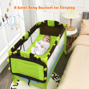 Green Portable Baby Crib Infant Bassinet Bed-Green