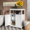 Freestanding Bathroom Floor Cabinet with Double Shutter Doors-White