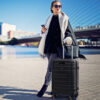 20 Inch Carry-on Luggage PC Hardside Suitcase TSA Lock with Front Pocket and USB Port-Black