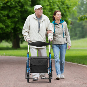 Folding Rollator Walker with 8-inch Wheels and Seat-Navy
