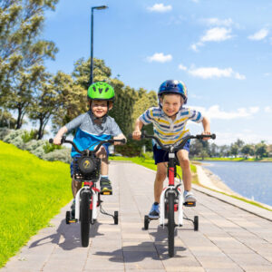 14 Inch Kid's Bike with 2 Training Wheels for 3-5 Years Old-Red